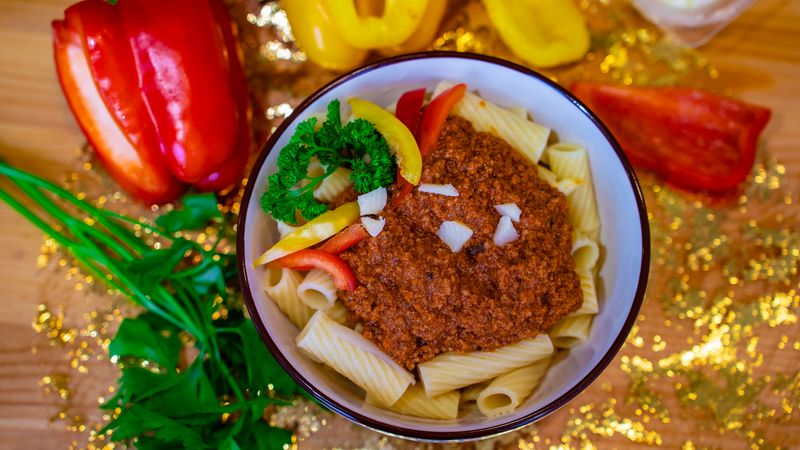 Bolognese pasta with slow-cooked meat ragu at pizzaluce