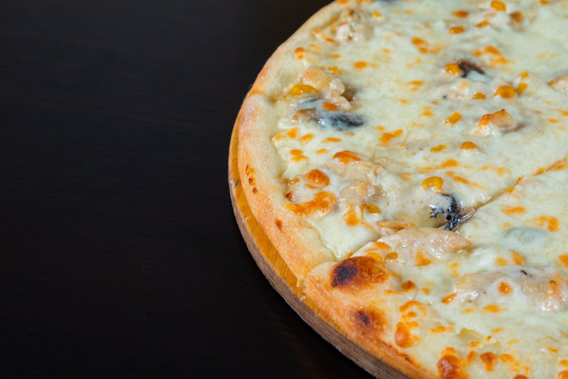 Four Cheese luce pizza with gorgonzola mozzarella ricotta and parmesan